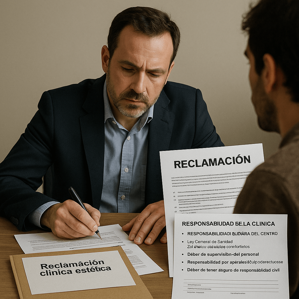 Abogado calculando indemnización por negligencias en tratamientos láser, cuantificación de daños físicos, estéticos y morales según baremo